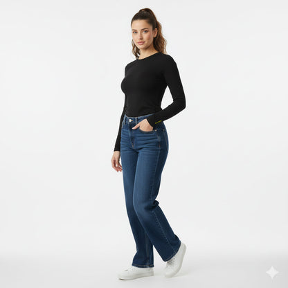 Drew Black Long Sleeve Crew